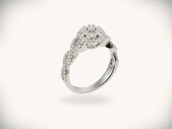 18k white gold diamond engagement ring 0.82ct round cut sparkle