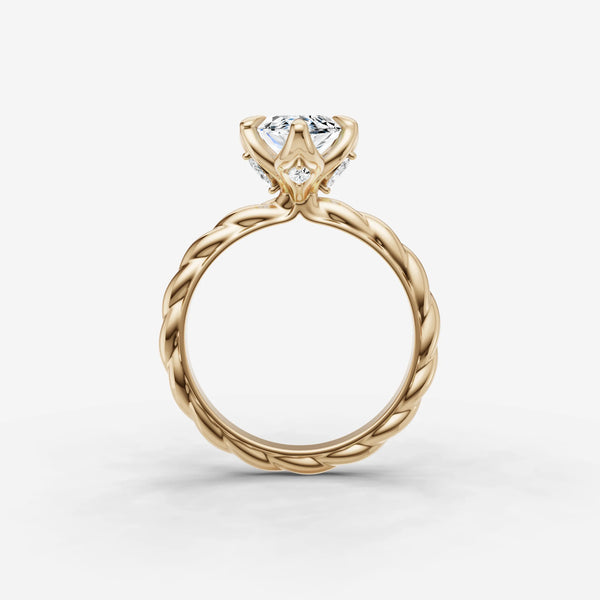 Torsade Marquise Engagement Ring Setting in Solid Gold close-up detail