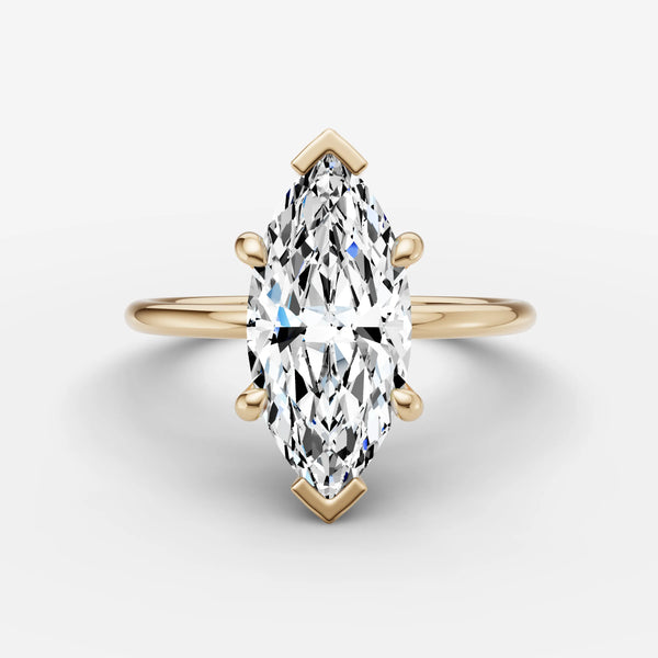 Solène Marquise Engagement Ring Setting in Solid Gold front view