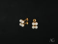 Double Pearl Elegance – 18K Gold Double Pearl Stud Earrings