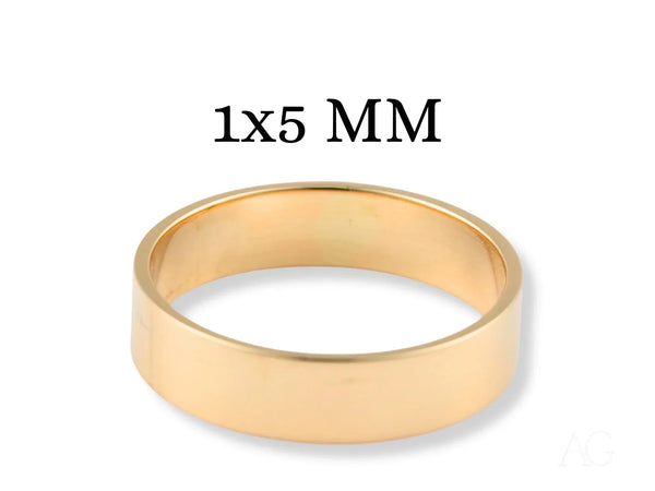 Essence Linea 5mm 18k solid gold ring, polished art gold jewelry band