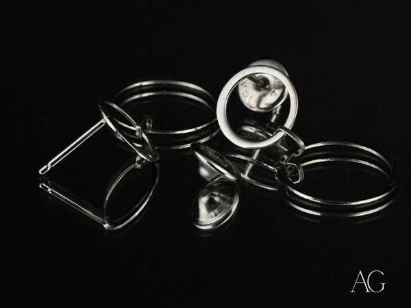 Silver Ethereal Circles white gold dangle earring components
