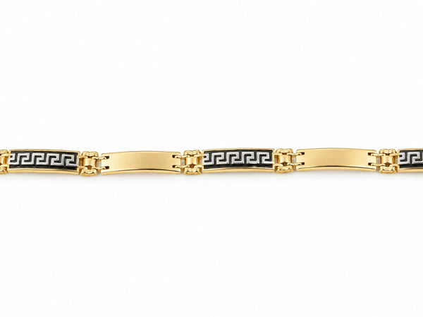 Front view of men's 18k gold bracelet with white gold details