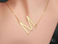 Personalized Necklace Initial Letter Pendant Necklace with Box Chain