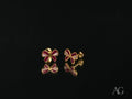 Playful Charm – 18K Gold Pink Bow Earrings