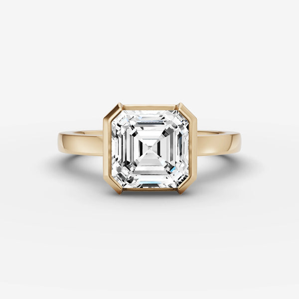Demi Asscher ring setting, view 1
