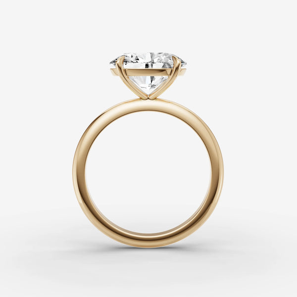 Horizon Oval East West Solitaire Engagement Ring Setting in Solid Gold close-up detail