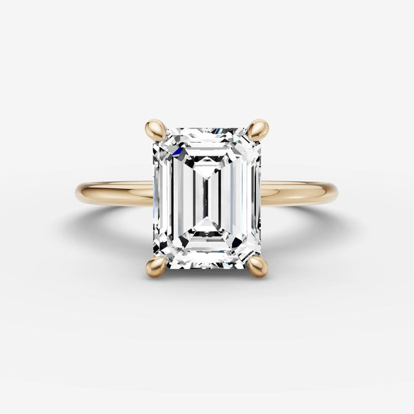 Solène Emerald Solitaire Engagement Ring Setting in Solid Gold front view