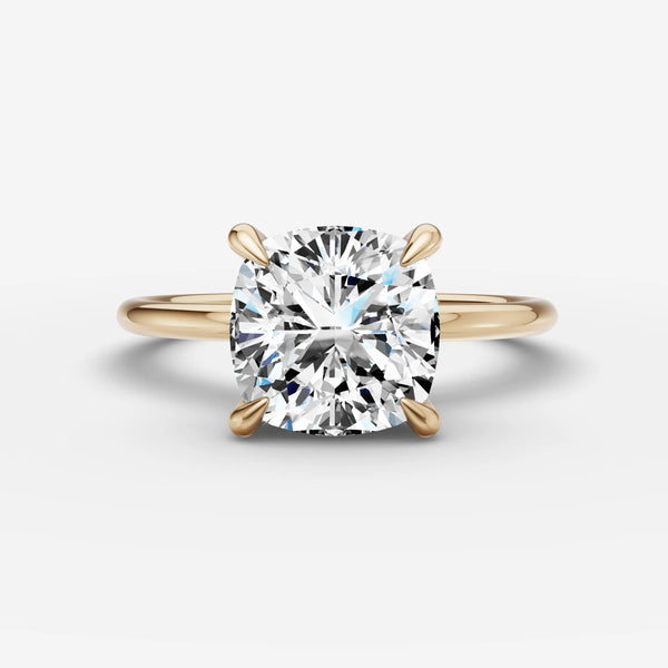Mystère Cushion Engagement Ring Setting in Solid Gold front view
