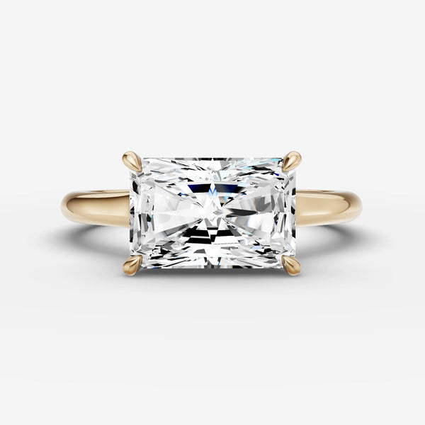 Horizon Radiant Engagement Ring Setting in Solid Gold front view