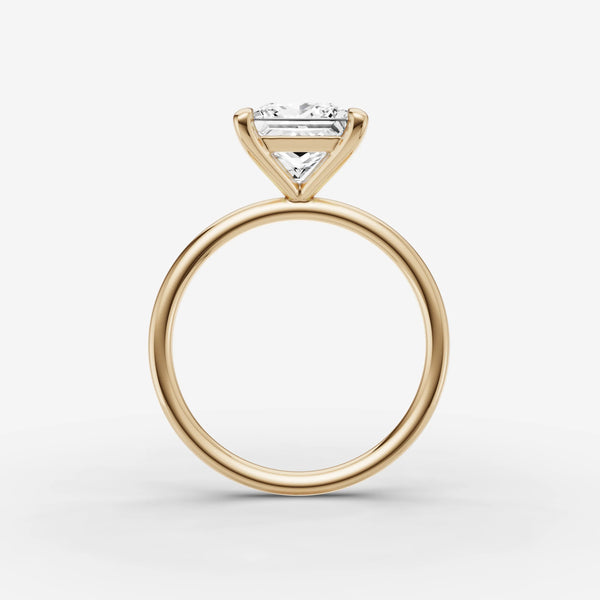 Solène Princess Solitaire Engagement Ring Setting in Solid Gold close-up detail