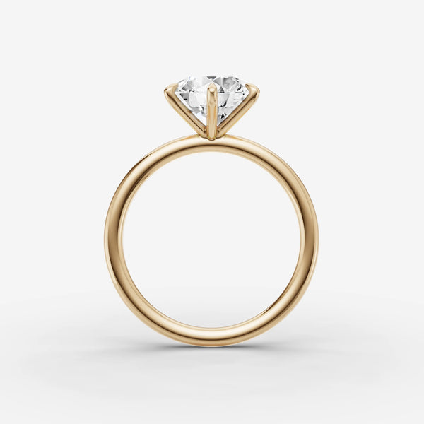 Solène Round solitaire ring setting, six-prong head, side angle view