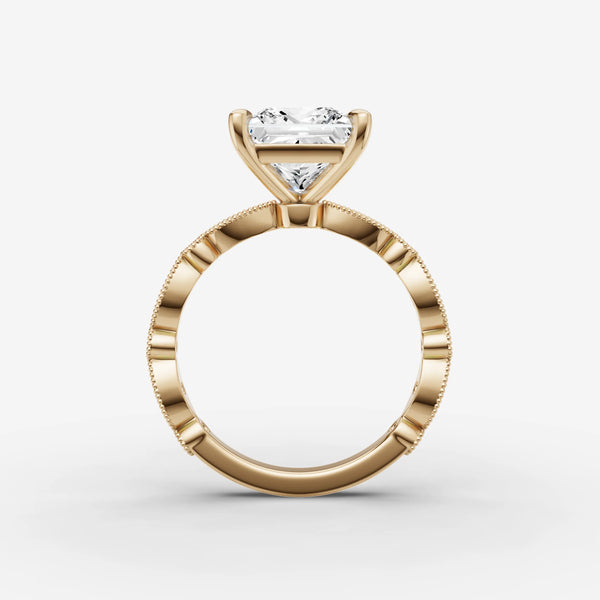 Heritage Princess Engagement Ring Setting in Solid Gold close-up detail