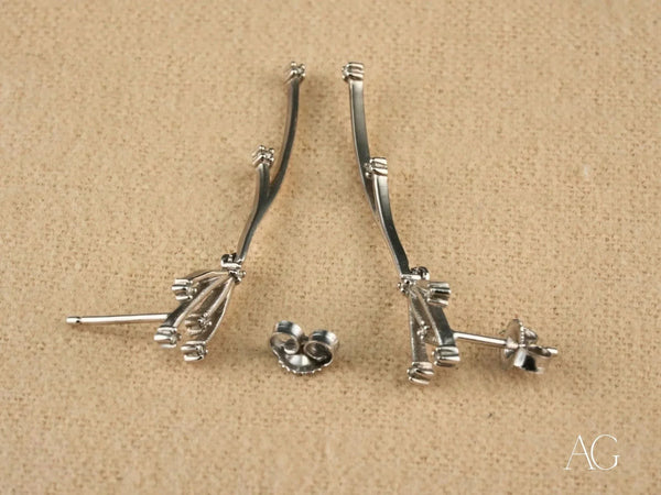 Stellar Bloom 18k white gold diamond drop stud earrings