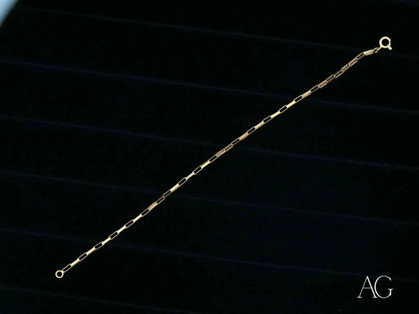 Timeless elegance solid 18k gold brick link bracelet with spring ring lock