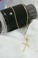 18k gold jewelry cross necklace with textured chain styles