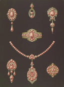 Elegant pink coral and pearl necklace with ornate 18k gold metalwork pendant featured in gold jewelry history.