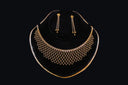 Ancient art gold jewelry: gold mesh necklace set with matching earrings