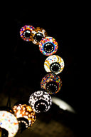 Art gold jewelry: colorful mosaic pendant lamps with cursed gems