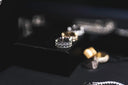 Classic gold diamond stud earrings in art gold jewelry design