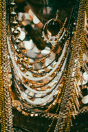 Layered 18k gold and white fine jewelry necklaces with intricate beaded designs perfect for birthday and anniversary gifts