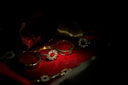 18k gold engagement ring with red gem and royal jewels diamonds