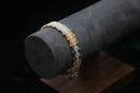 Handcrafted beaded art gold jewelry bracelet with 18k gold accents