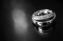 Sleek 14k gold wedding band with inner diamonds, luxury jewelry
