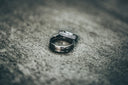 Sleek silver 18k gold wedding band with engraved detailing for engagement ring