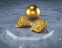 Shiny largest gold nugget with polished reflective surface