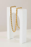 Stunning 18k gold rope chain necklace on white stand