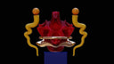 Vibrant red resin art gold jewelry sculpture in jewelry history