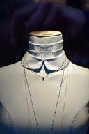 Stunning 18k gold diamond heart necklace on satin collar