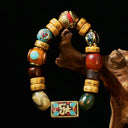 A colorful, beaded bracelet is pictured.