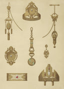 Ornate gold heirloom jewelry pocket watch chain with gemstone pendant