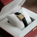 Classic Cartier Tank gold jewelry with cream dial and leather strap