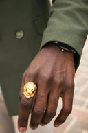 Gold lion head ring in fine jewelry collection showcasing bold unique gold rings for men’s style and gold jewelry lovers