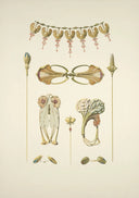 Art nouveau floral jewelry set featuring delicate gold jewelry with pale pink blossoms and intricate leafy art deco designs