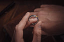 Stunning silver engagement ring with leaf engravings and yellow stone