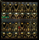 Stunning 18k gold ornate necklaces and earrings on black velvet