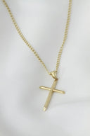 18k gold jewelry cross pendant on matching chain