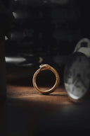 Golden snake-shaped luxury gold jewelry ring with textured scales