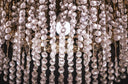 Cascading art gold jewelry chandelier with royal jewel crystals