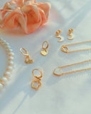 18k art gold jewelry set with moon heart clover pendants