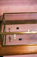 Historic art gold jewelry box with compartments for earrings, rings, necklaces