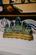 Turquoise gold enamel crown jewels with floral art gold jewelry patterns