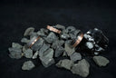 Rose gold textured wedding band with black ceramic inlay, art gold jewelry.