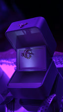 a purple box with a ring inside of it