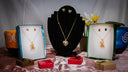 a display of jewelry on a table