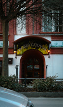a car parked in front of a building